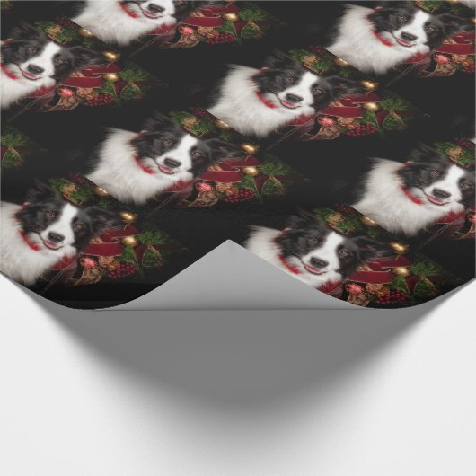 Border Collie Kerstmis Cadeaupapier (Hoek)