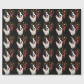 Border Collie Kerstmis Cadeaupapier (Vlak)