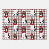 Border Collie Kerstmis Dog en Westerne speldenstaa Inpakpapier Vel (Voorkant 3)