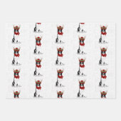 Border Collie Kerstmis Dog en Westerne speldenstaa Inpakpapier Vel (Voorkant 2)