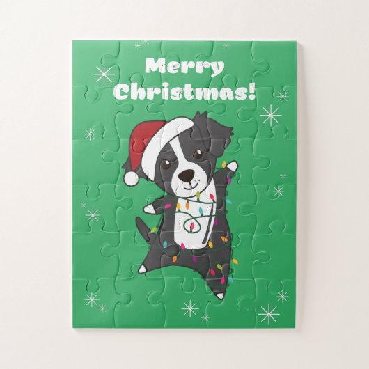 Border Collie Kerstmis Dog Winter Animals Dogs Ji Legpuzzel (Verticaal)
