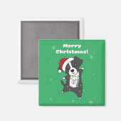 Border Collie Kerstmis Dog Winter Animals Ma Magneet (Voorkant / Achterkant)