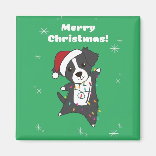 Border Collie Kerstmis Dog Winter Animals Ma Magneet (Voorkant)