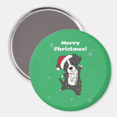 Border Collie Kerstmis Dog Winter Animals Ma Magneet (Voorkant / Achterkant)