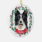 Border Collie Kerstmis Elegant Waterverf Dog Keramisch Ornament (Rechts)