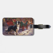 Border Collie Kerstmis Feestelijk Seizoen Bagagelabel (Achterkant horizontaal)