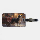 Border Collie Kerstmis Feestelijk Seizoen Bagagelabel (Achterkant horizontaal)