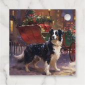 Border Collie Kerstmis Feestelijk Seizoen Bedankjes Labels (Achterkant)
