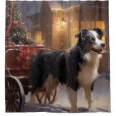 Border Collie Kerstmis Feestelijk Seizoen Douchegordijn (Voorkant)