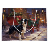 Border Collie Kerstmis Feestelijk Seizoen Groot Cadeauzakje (Voorkant)