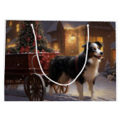 Border Collie Kerstmis Feestelijk Seizoen Groot Cadeauzakje (Achterkant)