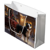 Border Collie Kerstmis Feestelijk Seizoen Groot Cadeauzakje (Voorkant Gekanteld)