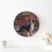 Border Collie Kerstmis Feestelijk Seizoen Grote Klok (Huis)
