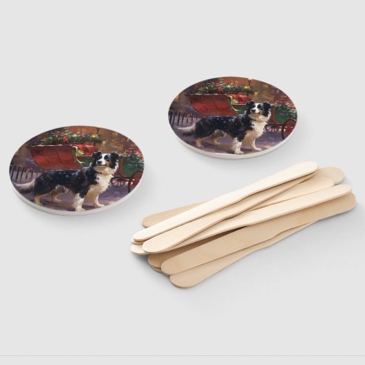 Border Collie Kerstmis Feestelijk Seizoen Handwaaier (Niet-gemonteerd)