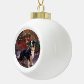 Border Collie Kerstmis Feestelijk Seizoen Keramische Bal Ornament (Rechts)