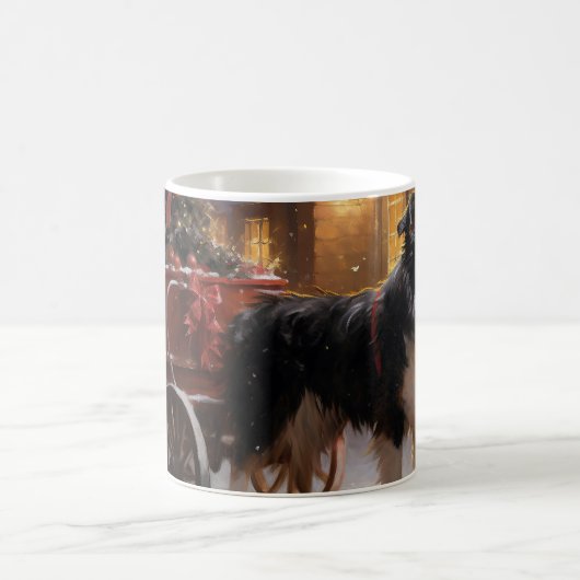 Border Collie Kerstmis Feestelijk Seizoen Koffiemok (Center)