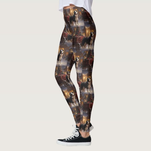 Border Collie Kerstmis Feestelijk Seizoen Leggings (Links)