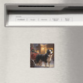 Border Collie Kerstmis Feestelijk Seizoen Magneet (Insitu (Vaatwasser))