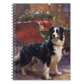 Border Collie Kerstmis Feestelijk Seizoen Notitieboek (Voorkant)