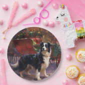Border Collie Kerstmis Feestelijk Seizoen Papieren Bordje (Feest)