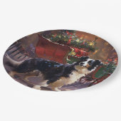 Border Collie Kerstmis Feestelijk Seizoen Papieren Bordje (Gekanteld)