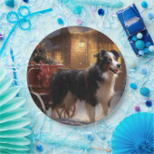 Border Collie Kerstmis Feestelijk Seizoen Papieren Bordje (Feest)