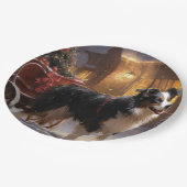 Border Collie Kerstmis Feestelijk Seizoen Papieren Bordje (Gekanteld)