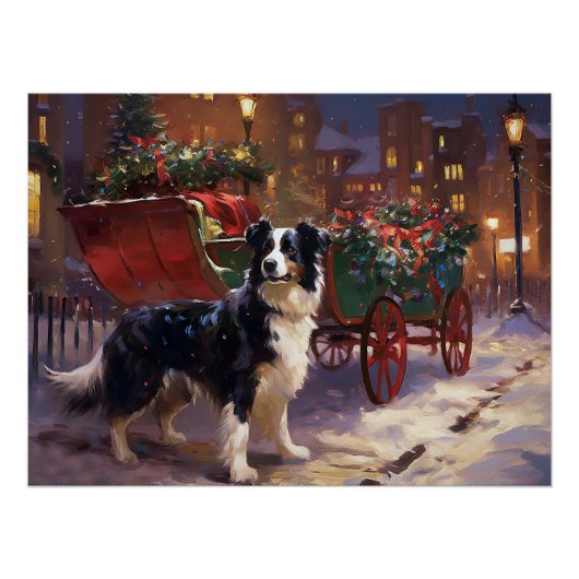Border Collie Kerstmis Feestelijk Seizoen Perfect Poster (Voorkant)