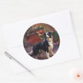 Border Collie Kerstmis Feestelijk Seizoen Ronde Sticker (Envelop)