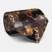 Border Collie Kerstmis Feestelijk Seizoen Stropdas (Opgerold)