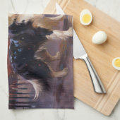 Border Collie Kerstmis Feestelijk Seizoen Theedoek (Quarter Fold)