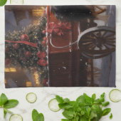 Border Collie Kerstmis Feestelijk Seizoen Theedoek (Gevouwen)