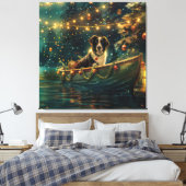 Border Collie Kerstmis Feestelijke Reis Canvas Afdruk (Insitu (Slaapkamer))