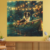 Border Collie Kerstmis Feestelijke Reis Canvas Afdruk (Insitu (Woonkamer))