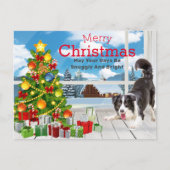 Border Collie Kerstmis Greeting Holiday Briefkaart (Voorkant)