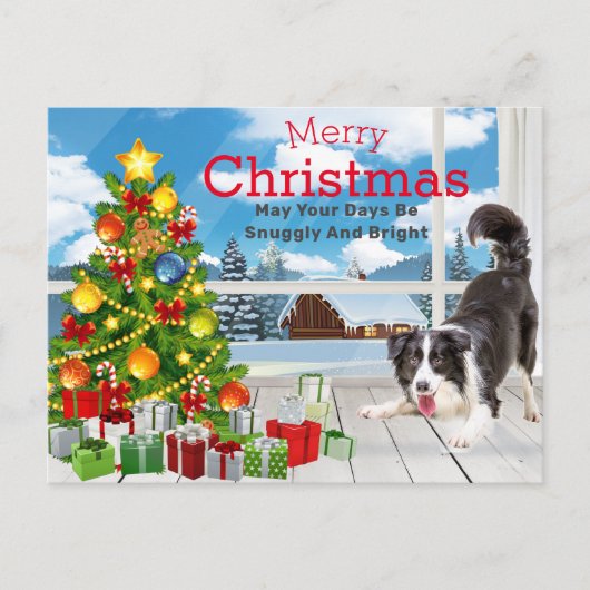 Border Collie Kerstmis Greeting Holiday Briefkaart (Voorkant)