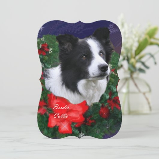 Border Collie Kerstmis Groeten Feestdagenkaart (Staand voorkant)