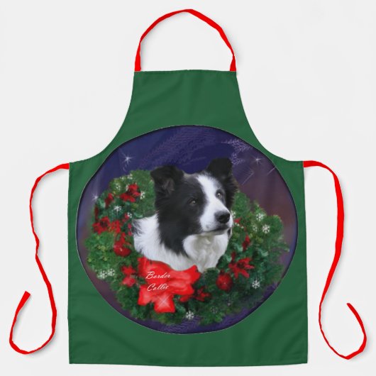 Border Collie Kerstmis Groeten Schort (Voorkant)