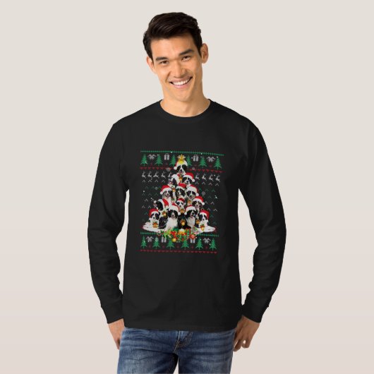 Border Collie Kerstmis Hondenliefhebber Shirt Ugly (Voorkant volledig)