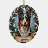 Border Collie Kerstmis Keramisch Ornament (Rechts)