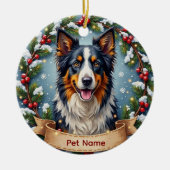 Border Collie Kerstmis Keramisch Ornament (Voorkant)