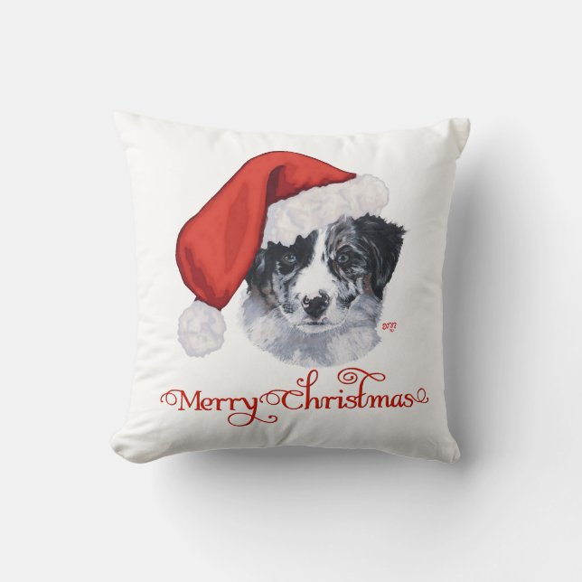 Border Collie Kerstmis Kussen (Voorkant)