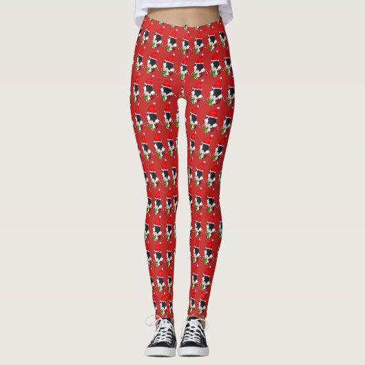 Border Collie Kerstmis Leggings (Voorkant)
