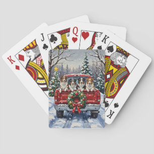 Border Collie Kerstmis Rode Truck Vakantie Pokerkaarten
