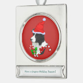 Border Collie Kerstmis Verzilverd Banner Ornament (Links)