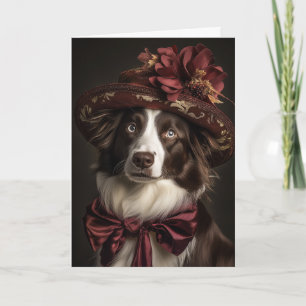 Border Collie Kerstmis Victoriaanse Hond Feestdagen Kaart