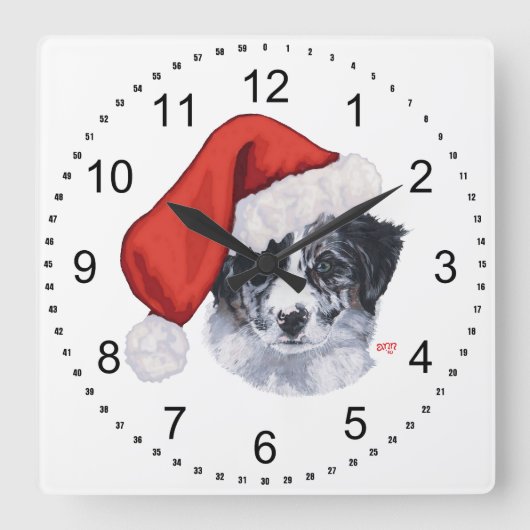 Border Collie Kerstmis Vierkante Klok (Voorkant)