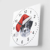 Border Collie Kerstmis Vierkante Klok (Hoek)