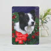 Border Collie Kerstmis Wreath Feestdagenkaart (Staand voorkant)