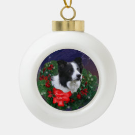 Border Collie Kerstmis Wreath Gifts Keramische Bal Ornament